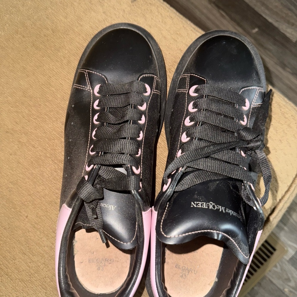 Alexander McQueen Black Sneakers with Pink Highlights